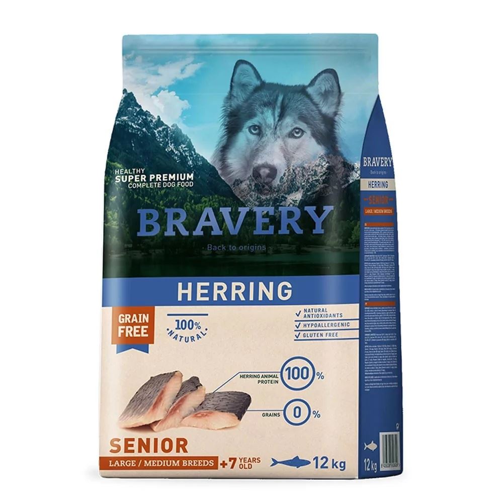 Alimento Bravery Herring Senior Razas Medianas/Grandes 12Kg
